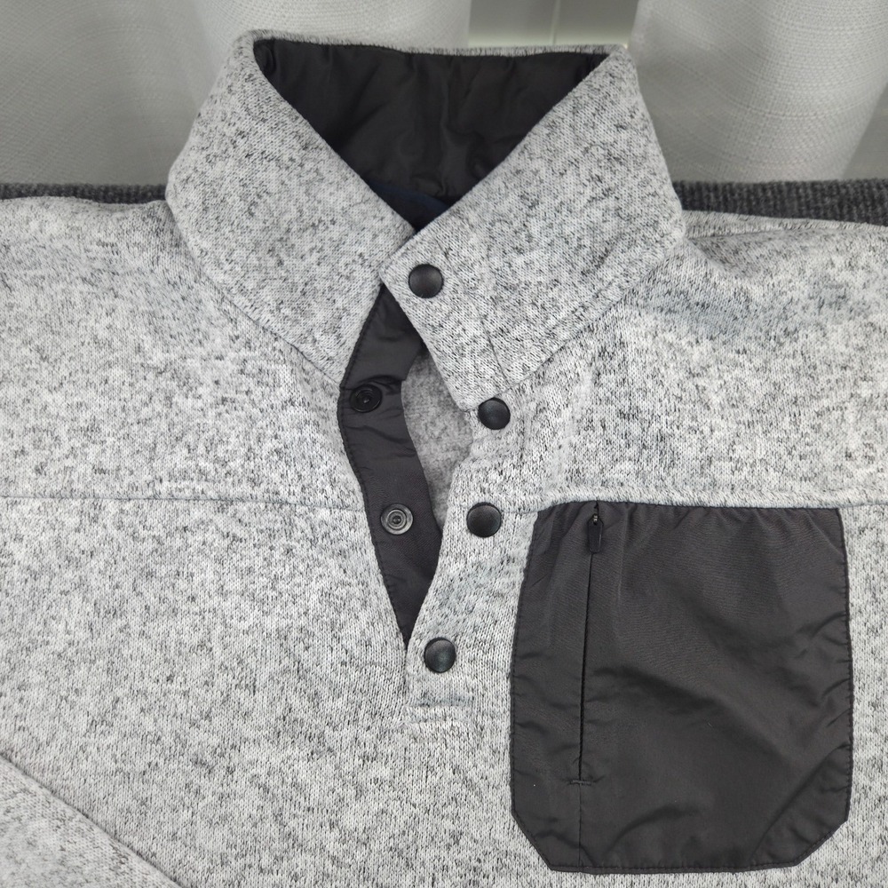 Iceburg Outerwear Mens XL Heather Grey Snap Mock Neck Pullover Fleece‎ Gorpcore
